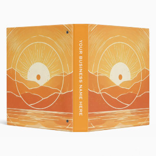 Minimalist Zen Mountain Ocean Retro Sunset Binder