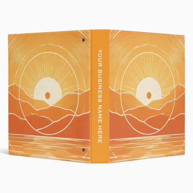 Minimalist Zen Mountain Ocean Retro Sunset Binder (Background)