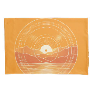 Minimalist Zen Mountain Ocean Retro Sunset Pillowcase