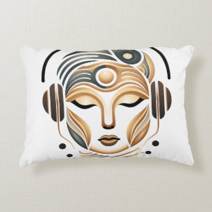 Minimalist Zen Music Goddess Geometric Abstract Accent Pillow