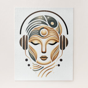 Minimalist Zen Music Goddess Geometric Abstract Jigsaw Puzzle