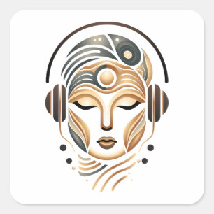 Minimalist Zen Music Goddess Geometric Abstract Square Sticker