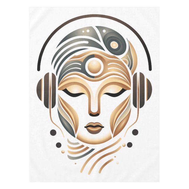 Minimalist Zen Music Goddess Geometric Abstract Tablecloth (Front)