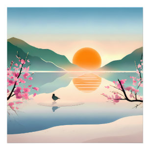 Minimalist Zen Sunrise Lake Photo Print