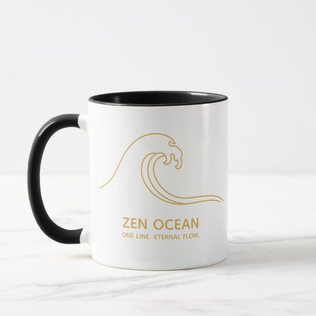 Minimalist Zen Wave | Abstract Ocean Line Mug (Left)