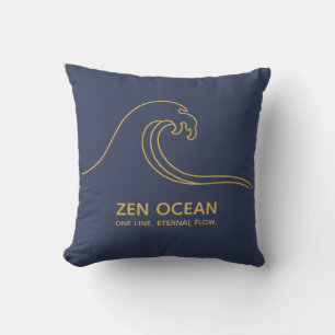 Minimalist Zen Wave - Abstract Ocean Line Throw Pillow