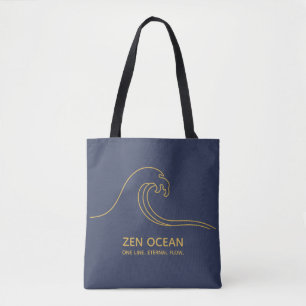 Minimalist Zen Wave - Abstract Ocean Line Tote Bag