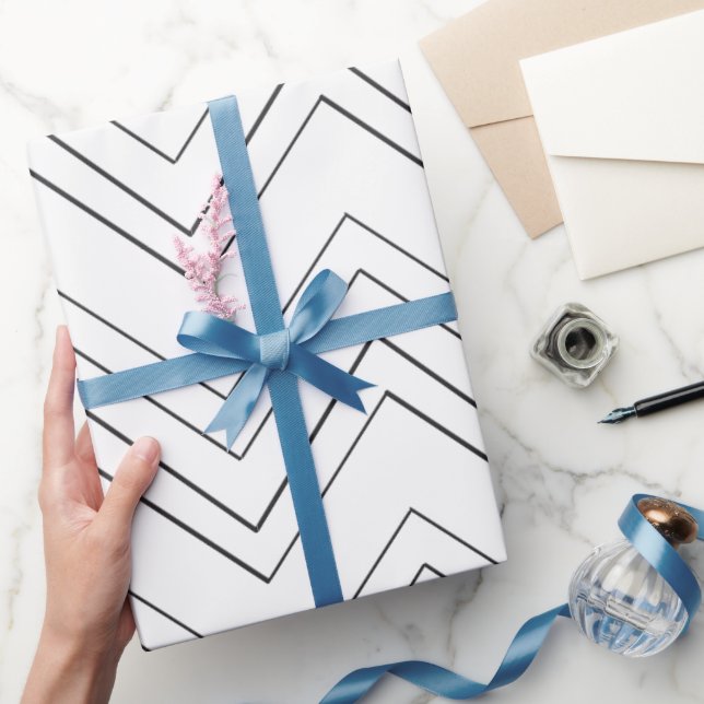 Minimalist Zigzag Gift Wrap Black and White Design (Gifting)