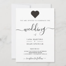 Minimaliste, Belle Faire-part de mariage LoveHeart