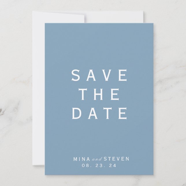 Minimaliste Bleu Poussiéreux Save the Date mariage (Devant)