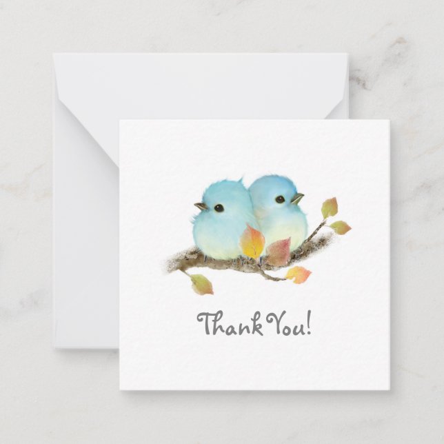 Minimaliste Bluebirds Merci Cartes de notes (Devant)