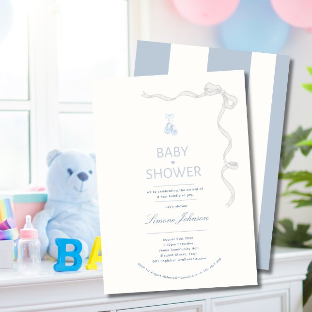 Minimaliste Boys Baby shower Invitation Calligraph (Créateur téléchargé)