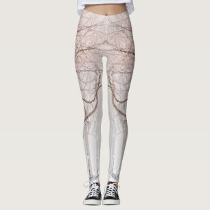 Minimaliste Brown et blanc Bonjour Leggings d'hive