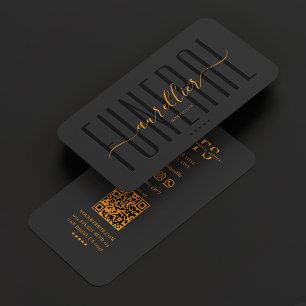 Minimaliste Cartes de visite de Funeral noir orang
