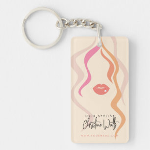 Minimaliste Code QR Cheveux Ondulés Coiffeur Rose