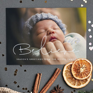 minimaliste écrit à la main Croire carte photo sup