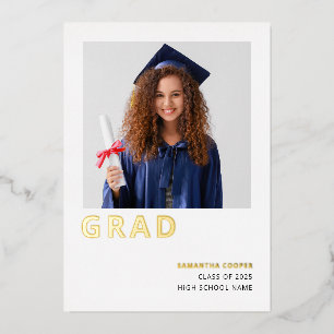 Minimaliste Grad 2025 Real Gold Foil Faire-part