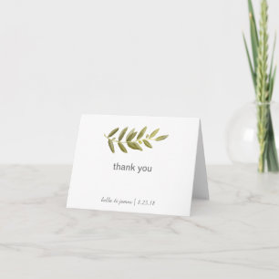 Minimaliste Green Olive Branch Merci Cartes de not