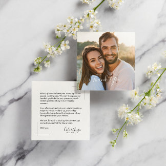 Minimaliste Mariage Merci Cartes avec photo