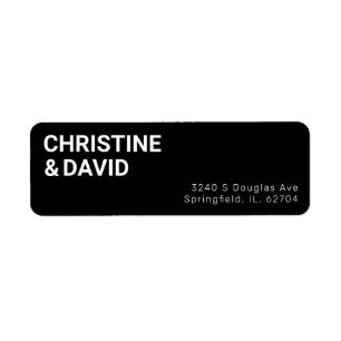Minimaliste Mariage noir Adresse de retour