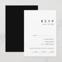 Minimaliste moderne | Carte RSVP de choix du menu