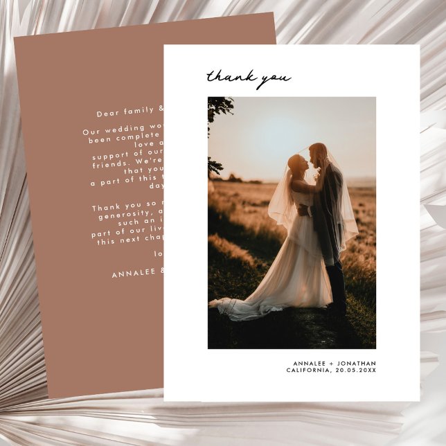Minimaliste moderne Mariage photo Merci Mocha (Créateur téléchargé)