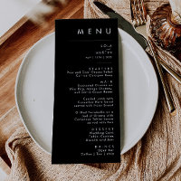 Minimaliste moderne | Menu du dîner Mariage noir