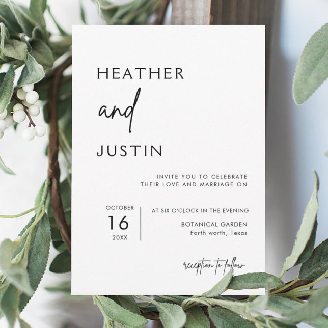 Minimaliste Moderne Simple Mariage Invitations (Créateur téléchargé)