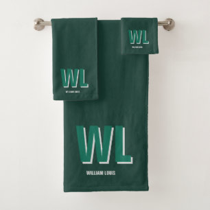 Minimaliste Monogramme personnalisé Vert Emeraude