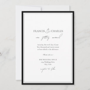 Minimaliste noir avec Faire-part de mariage fronti