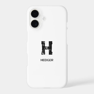 MINIMALISTE NOIR UNE LETTRE MONOGRAMME NOM BLANC