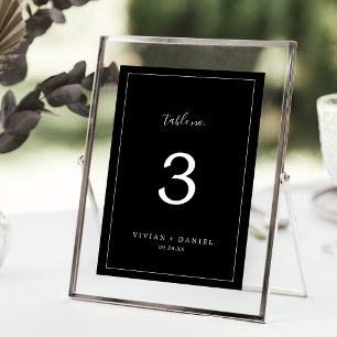 Minimaliste   Numéro de table Mariage noir foncé