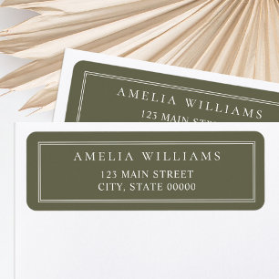 Minimaliste Olive Green Deux bordures Adresse de r