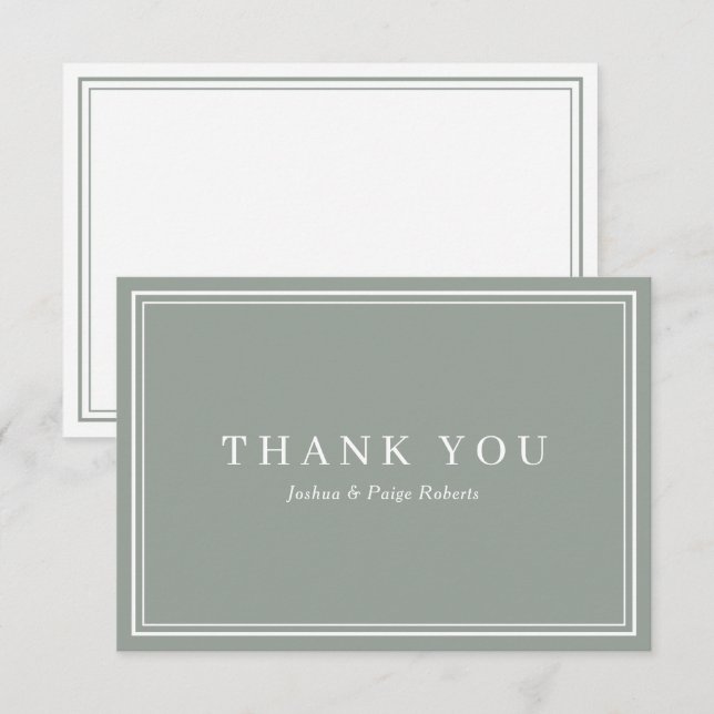 Minimaliste Sage Green Élégant Merci personnalisé (Devant / Derrière)