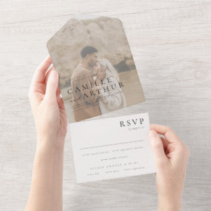 Minimaliste tout en un Faire-part de mariage RSVP