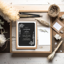 Minimaliste | Tout noir en un seul Faire-part de m