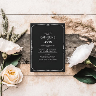 Minimaliste | Tout noir en un seul Faire-part de m