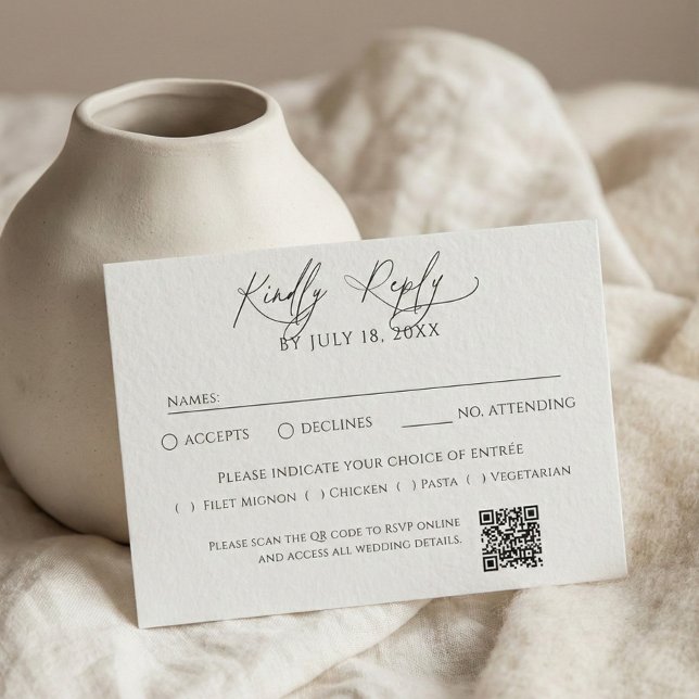 Minimaliste Traditionnel QR Code RSVP Blanc (Créateur téléchargé)