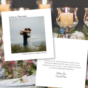 Minimaliste White Love Merci photo et note Mariage