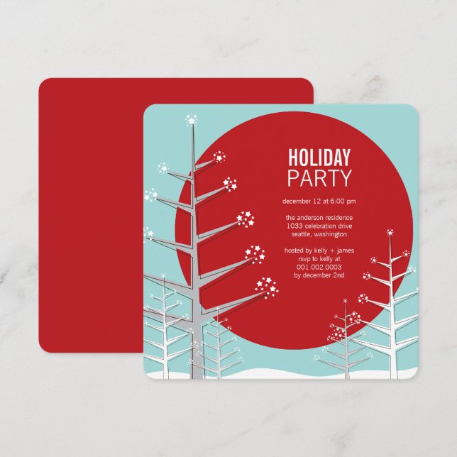Minimaliste Winter Wonderland Fête Invitation (Devant / Derrière)