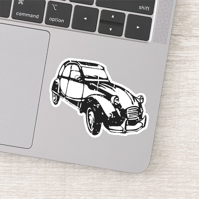 Minimalistic 2CV Deux Chevaux Duck Black Line Art (Detail)