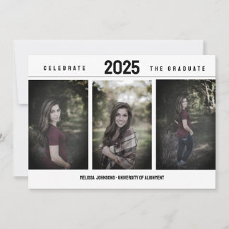 Minimalistic 3 Photo Graduation Announcement