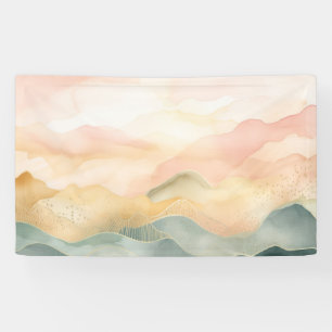 Minimalistic Abstract Landscape in Soft Pastels.  Banner
