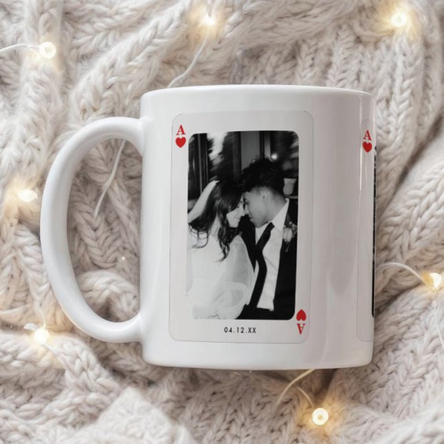 Minimalistic Ace of Hearts Couple 3-Photos Custom Coffee Mug (Creator Uploaded)