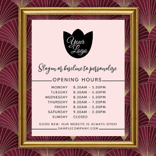 Minimalistic Add Your Logo Simple Opening Hours Poster