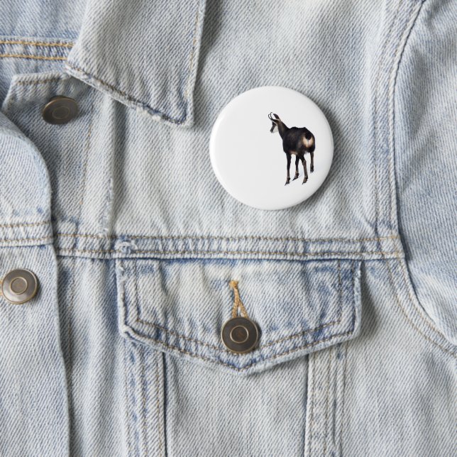 Minimalistic Alpine Chamois mountain goat on snow 2 Inch Round Button (In Situ)