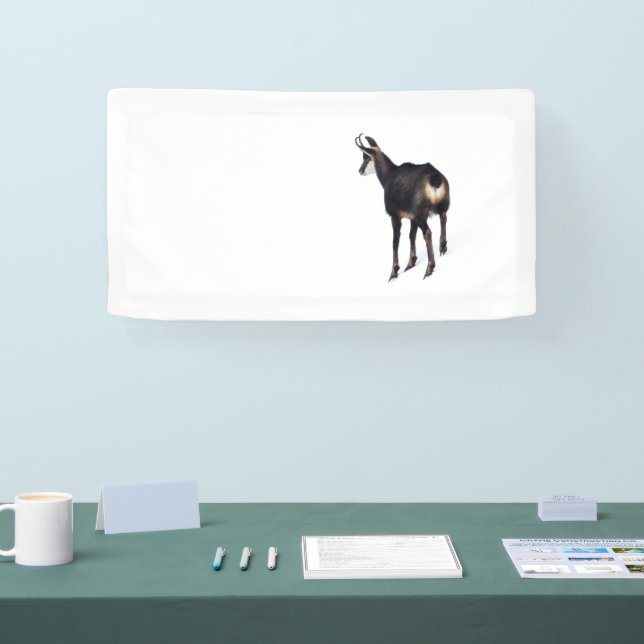 Minimalistic Alpine Chamois mountain goat on snow Banner (Tradeshow)