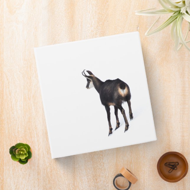 Minimalistic Alpine Chamois mountain goat on snow Binder (In Situ)