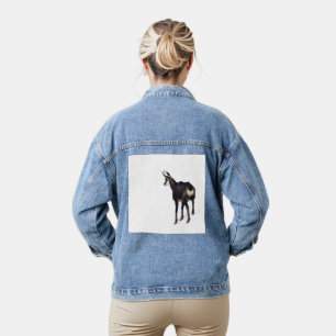 Minimalistic Alpine Chamois mountain goat on snow Denim Jacket