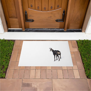 Minimalistic Alpine Chamois mountain goat on snow Doormat